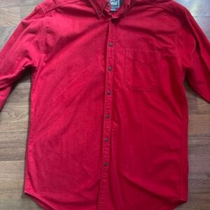 VTG Woolrich Mens Size Large Red Button Up Chamois Cotton Long Sleeve Thick Warm